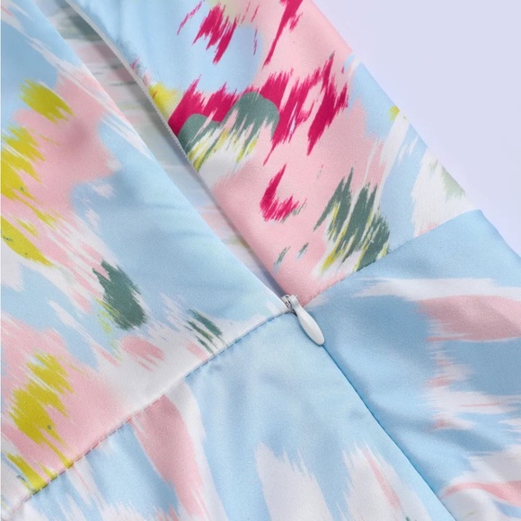 Cider Dresses Cider Illusion Floral Ruched Cowl Neck Midi Dress